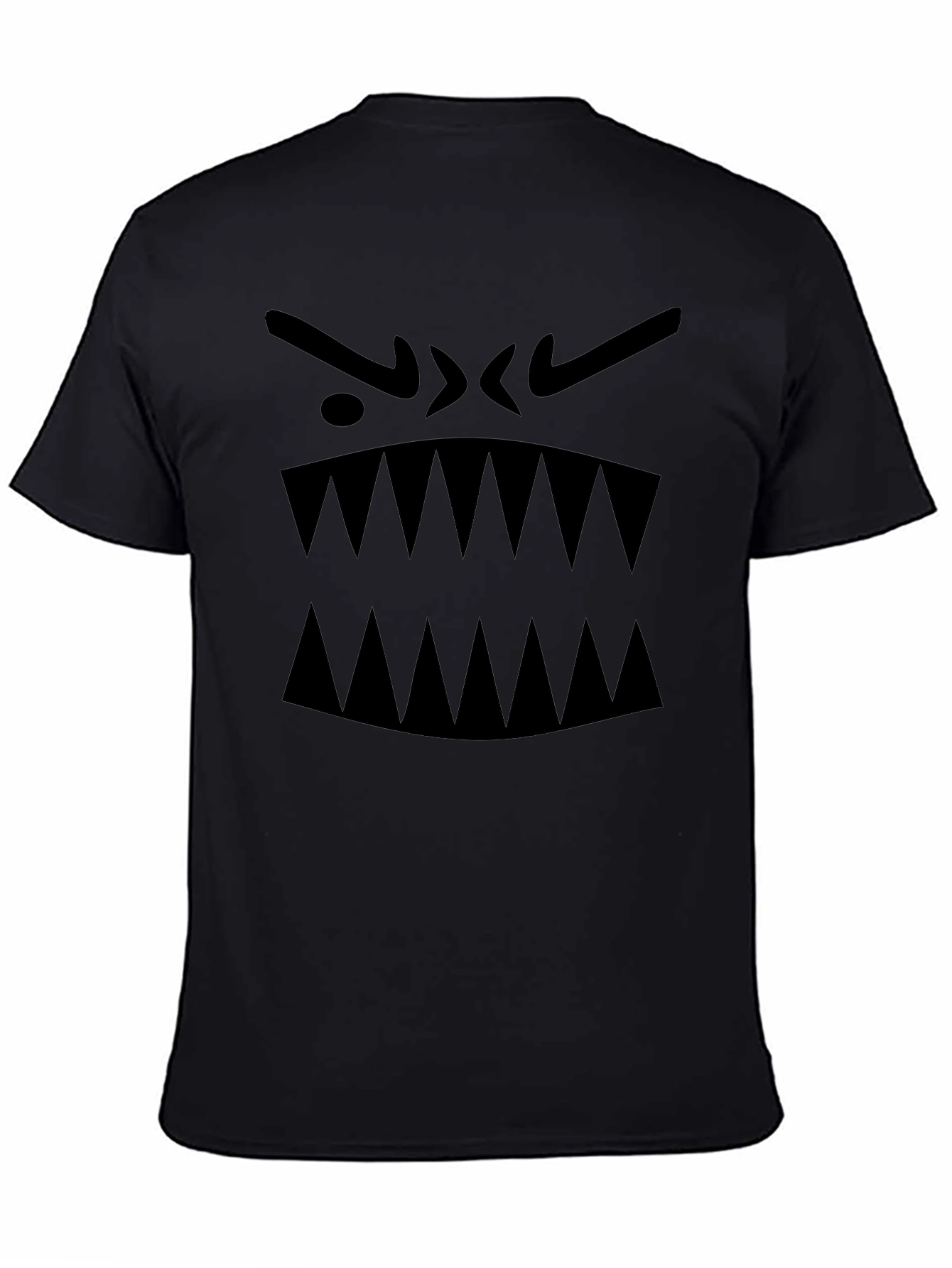 Mens Black Graphic Tee - Monster Face Design