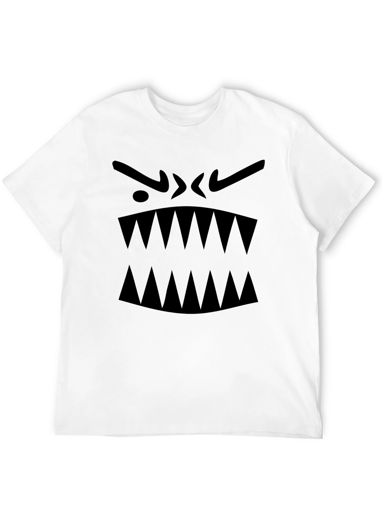 Mens Black Graphic Tee - Monster Face Design