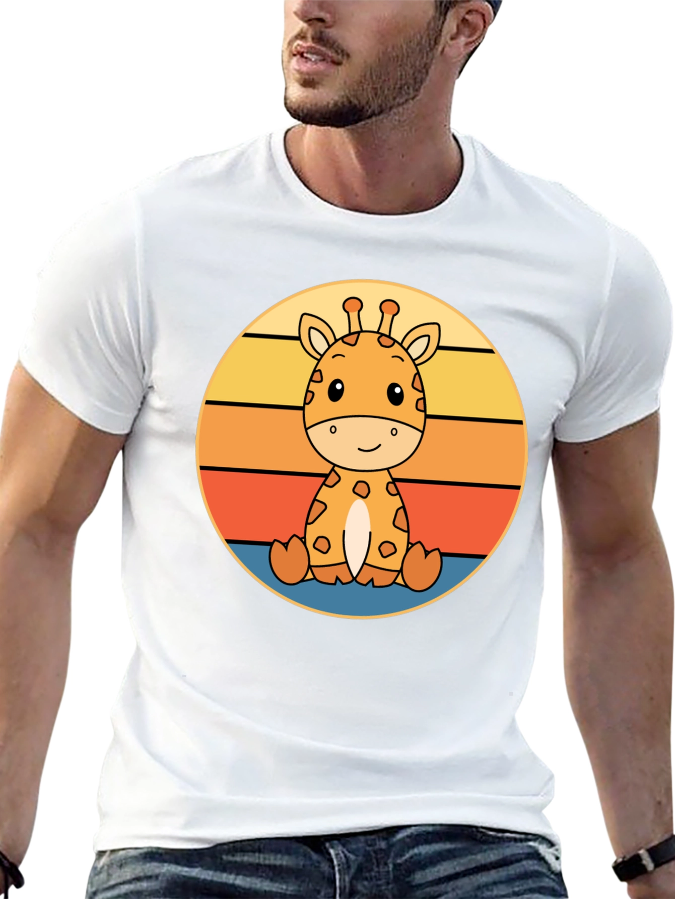 Cute Giraffe Sunset Graphic T-Shirt