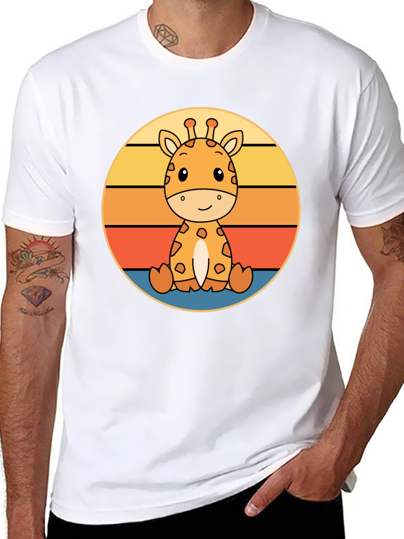 Cute Giraffe Sunset Graphic T-Shirt
