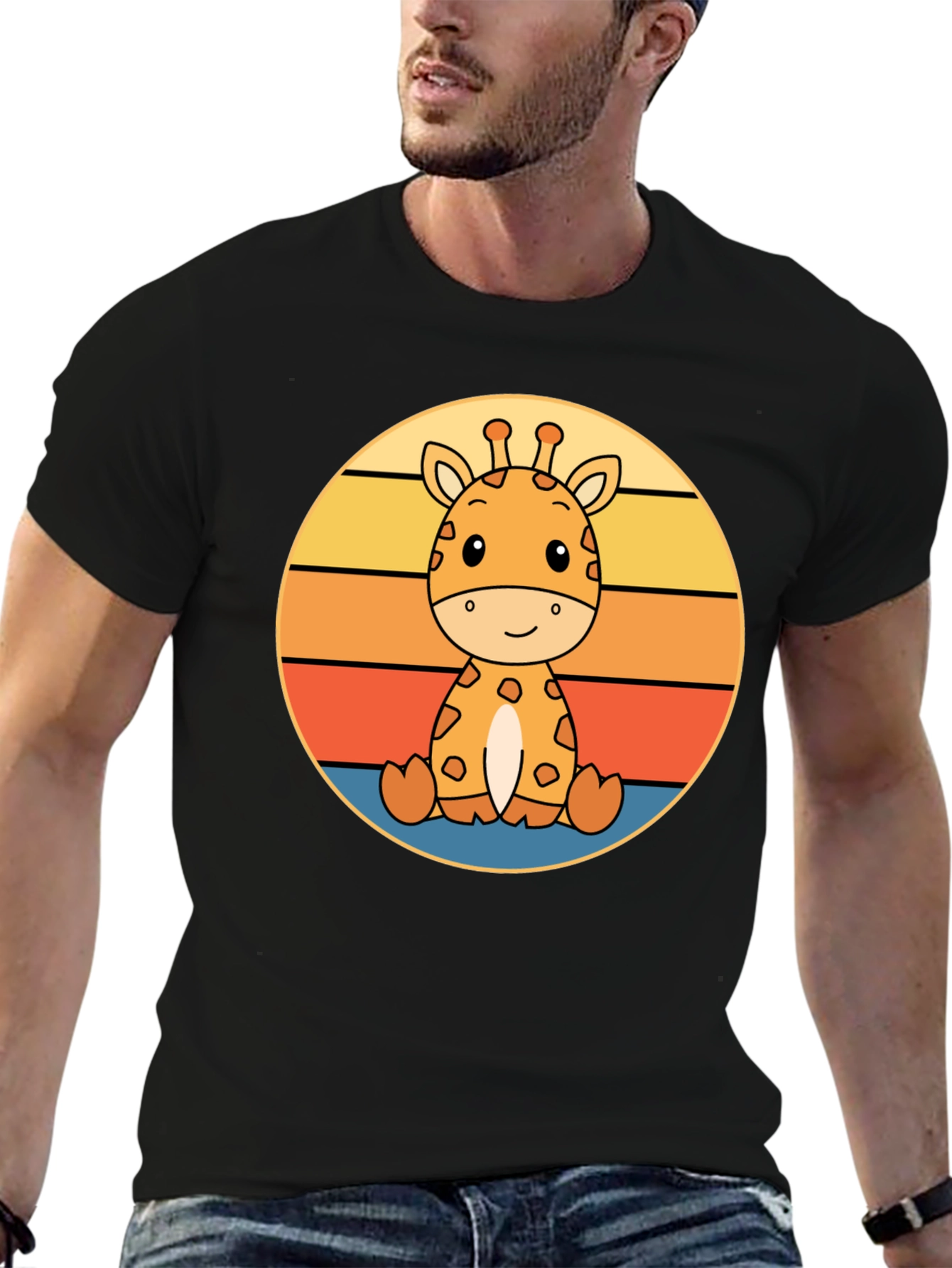 Cute Giraffe Sunset Graphic T-Shirt