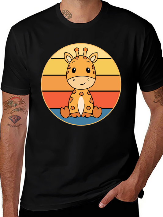 Cute Giraffe Sunset Graphic T-Shirt