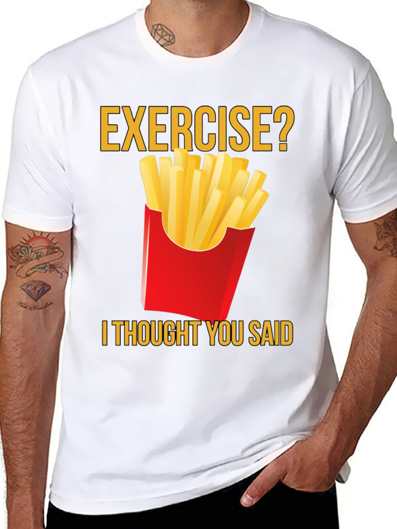 Exercise? Fries T-Shirt - Funny Foodie Tee