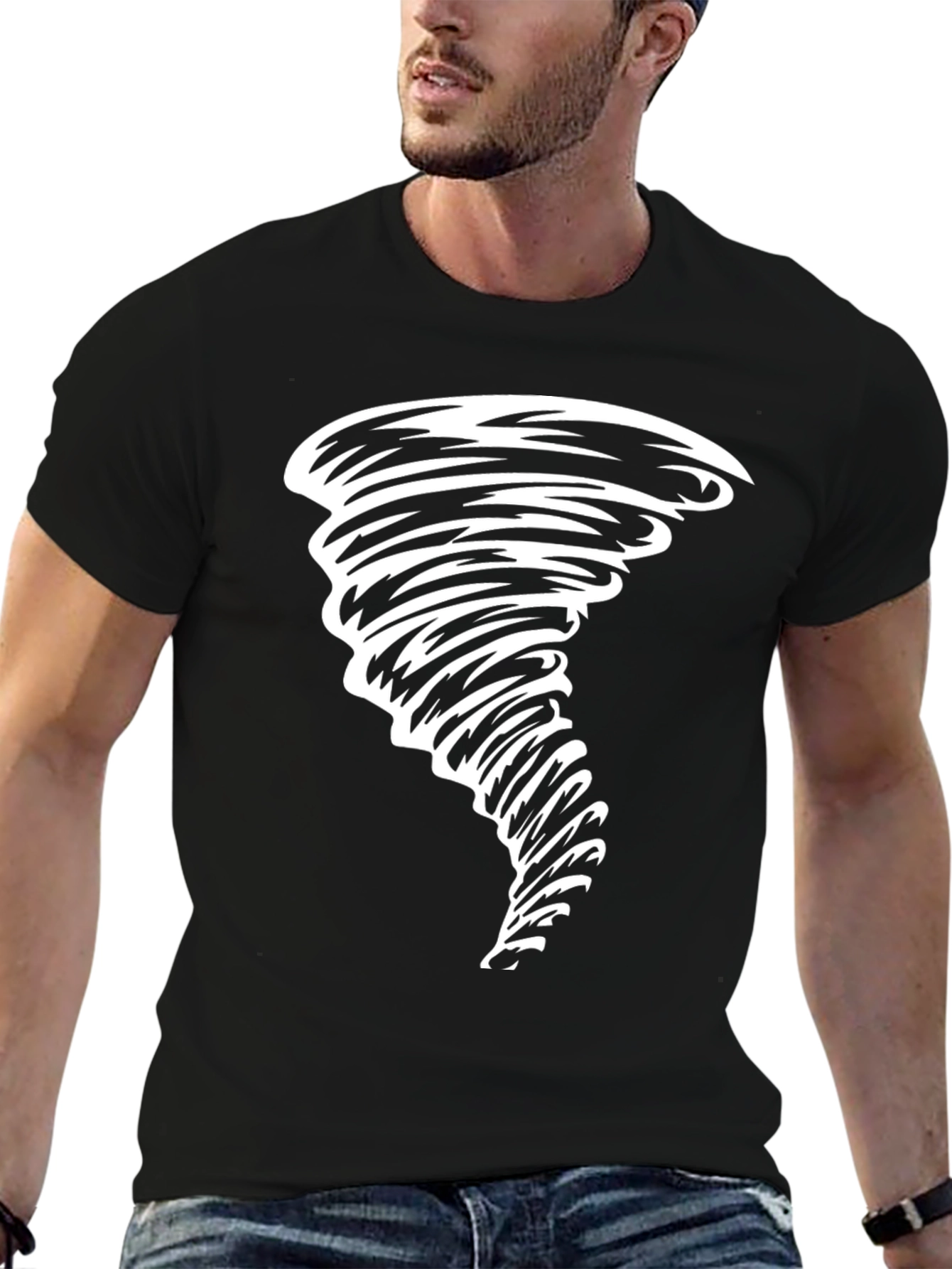 Tornado Graphic Tee - Black Cotton Casual Shirt