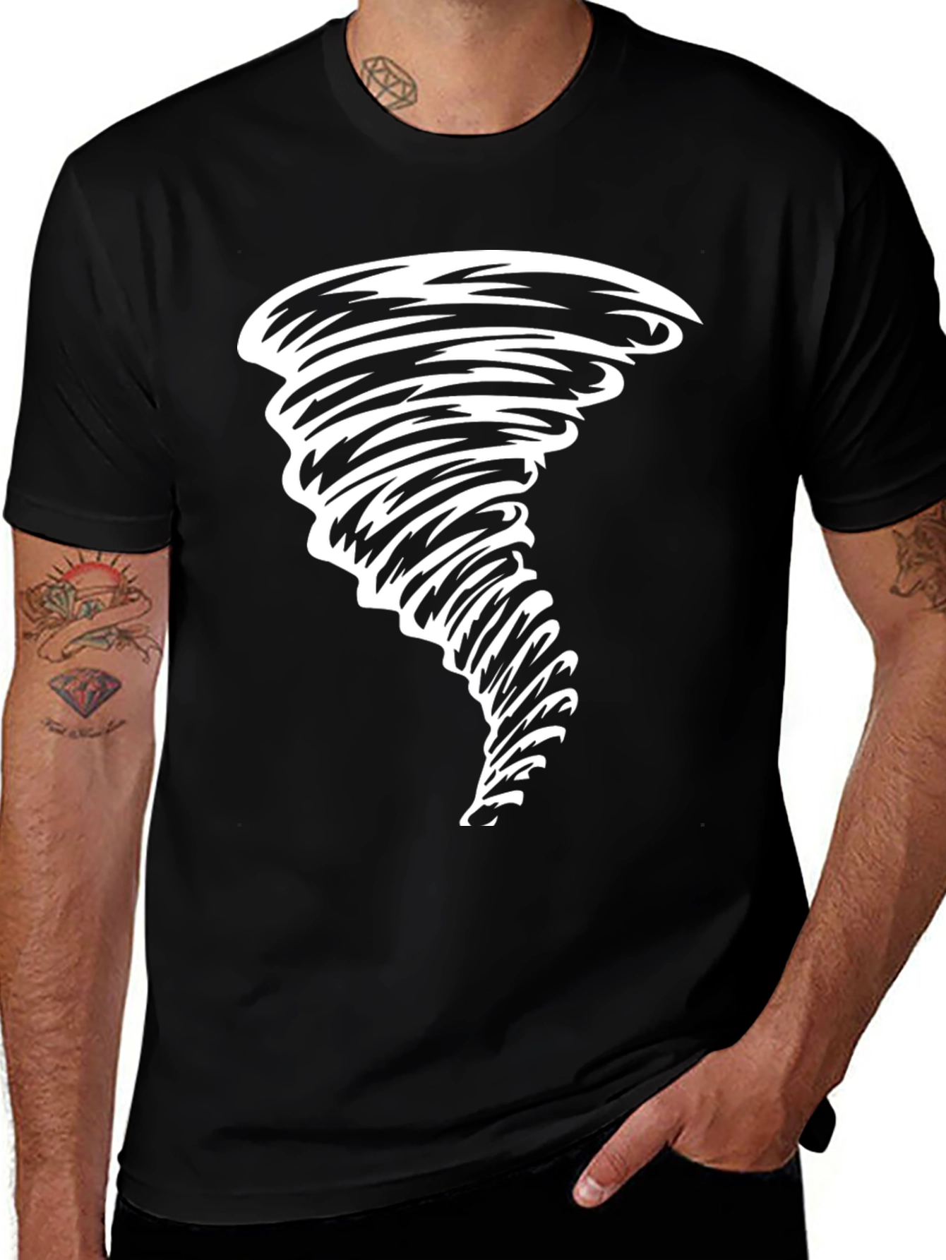 Tornado Graphic Tee - Black Cotton Casual Shirt