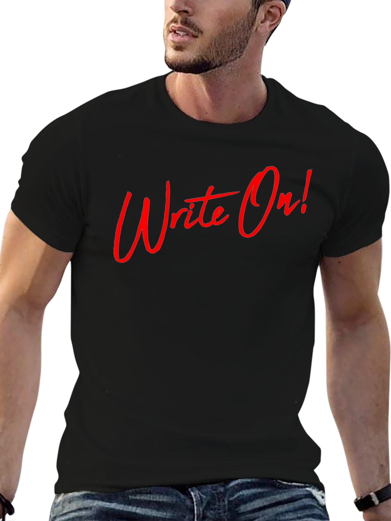 Write On! Graphic Tee - Black Cotton T-Shirt