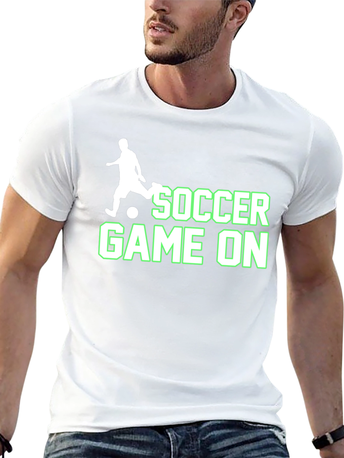 Soccer Game On Black T-Shirt
