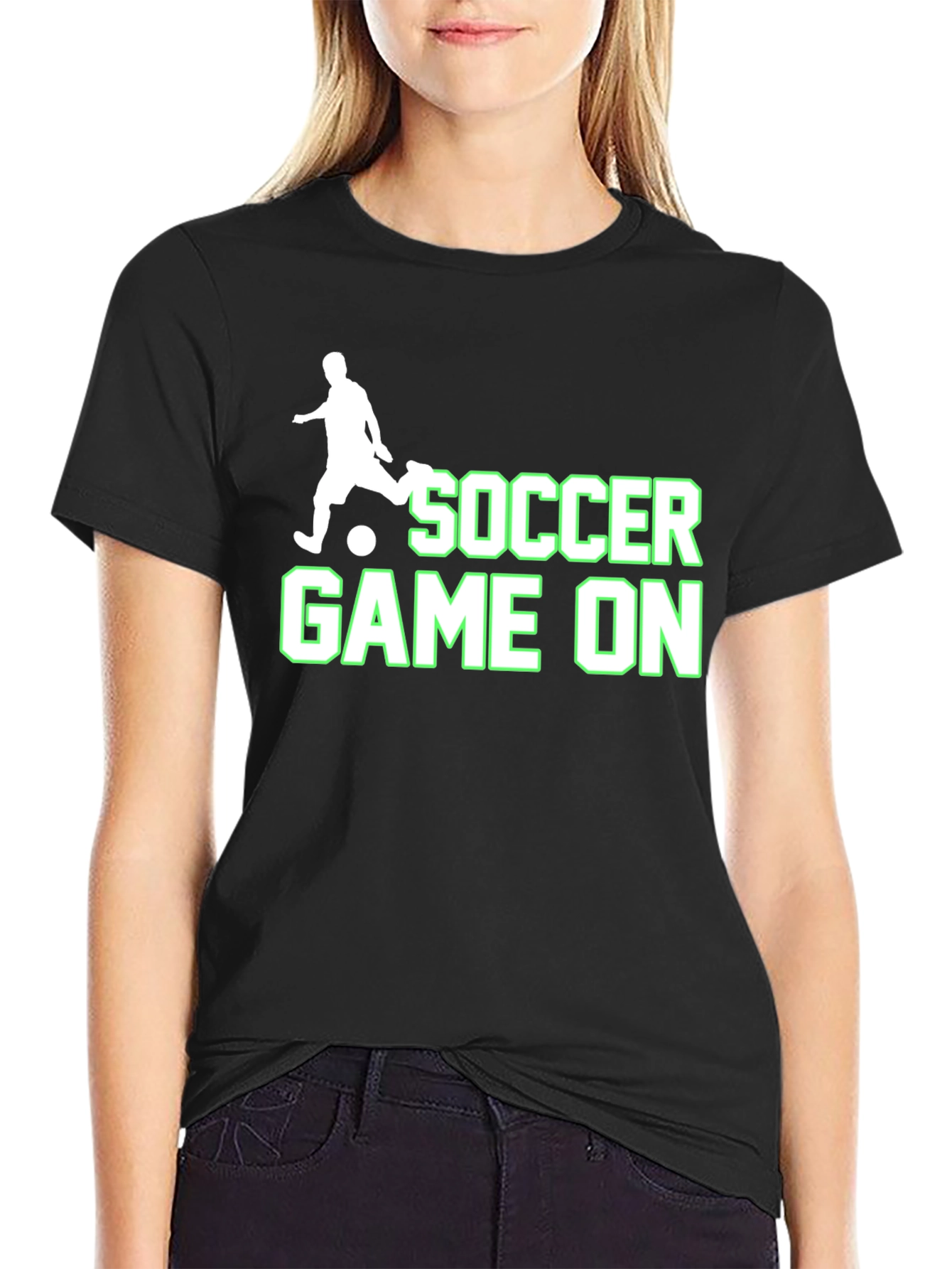 Soccer Game On Black T-Shirt