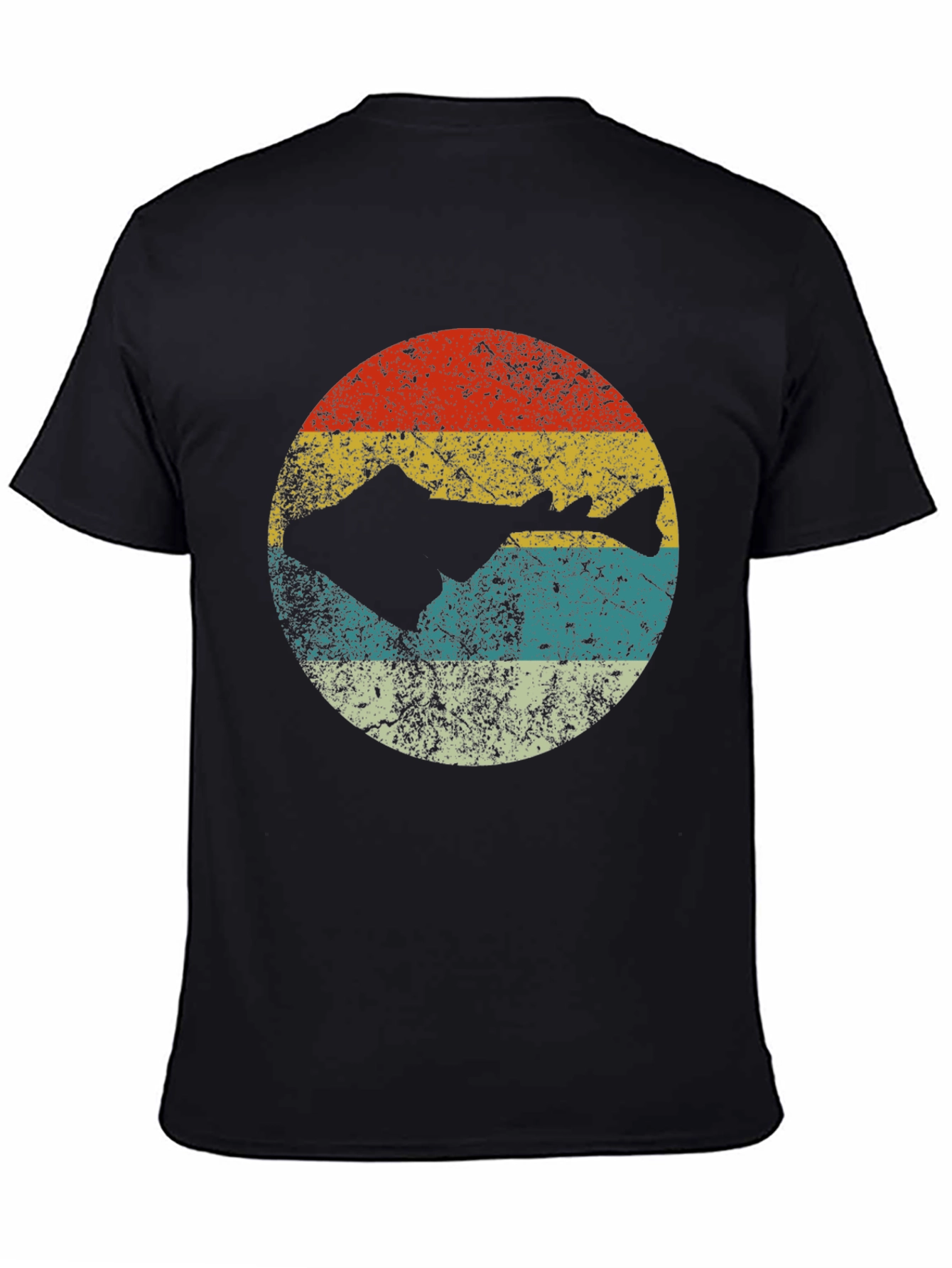 Retro Fish Silhouette Graphic Tee - Black