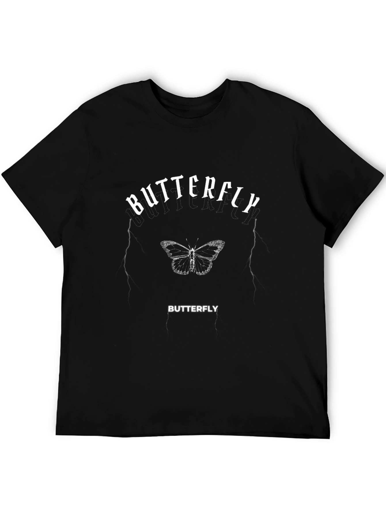 Butterfly Graphic Print Mens Black T-Shirt