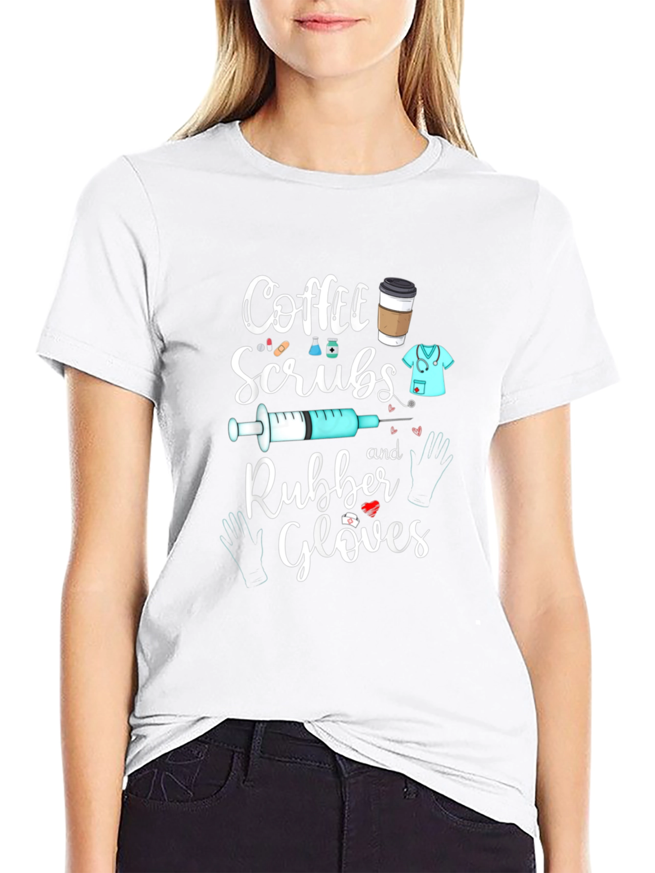 Coffee Scrubs Rubber Gloves Graphic T-Shirt
