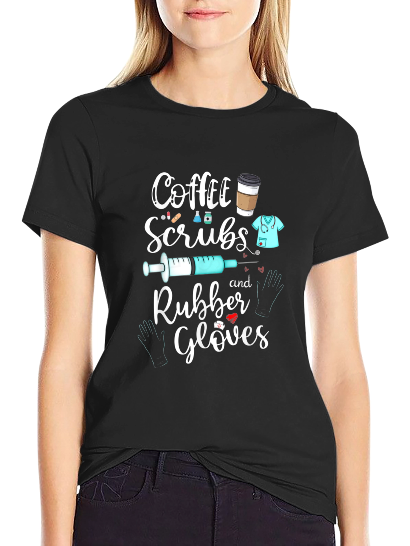Coffee Scrubs Rubber Gloves Graphic T-Shirt