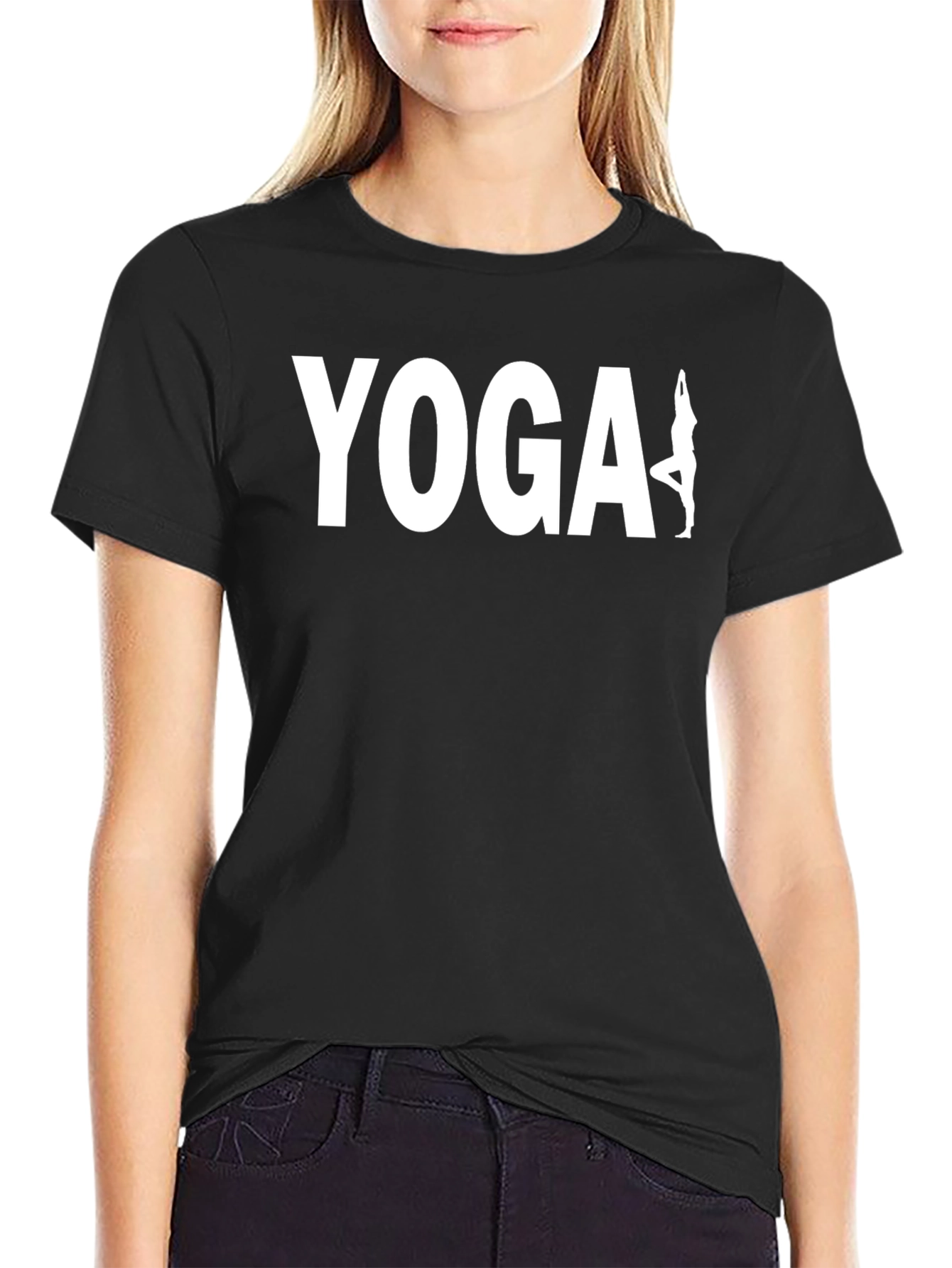 Yoga Pose Graphic Print Mens Black T-Shirt