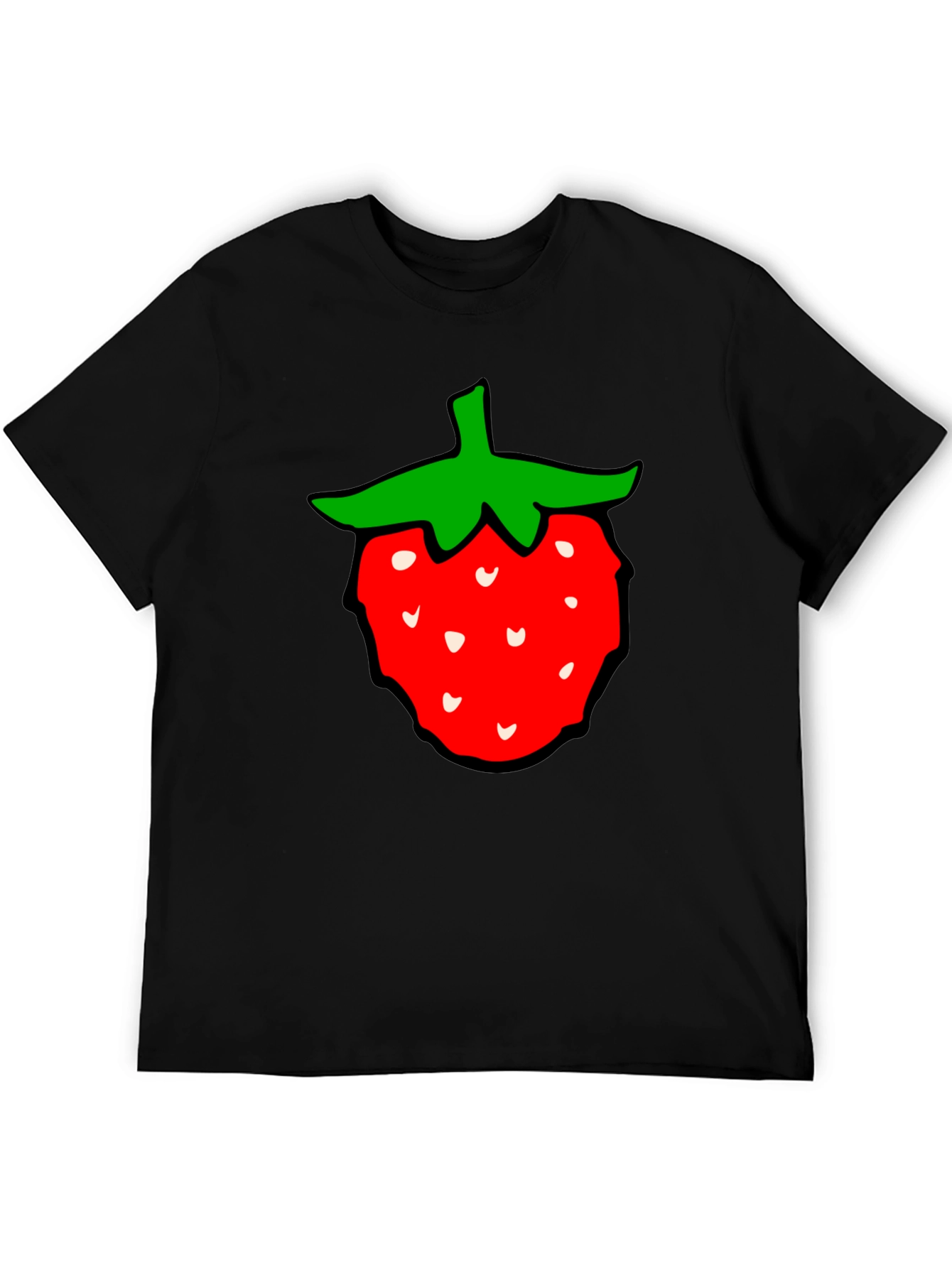 Strawberry Graphic Tee - Classic Black Cotton T-Shirt