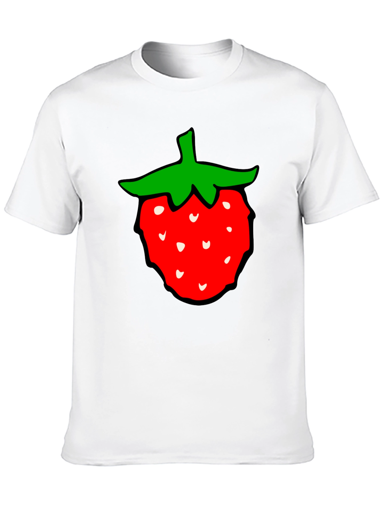 Strawberry Graphic Tee - Classic Black Cotton T-Shirt
