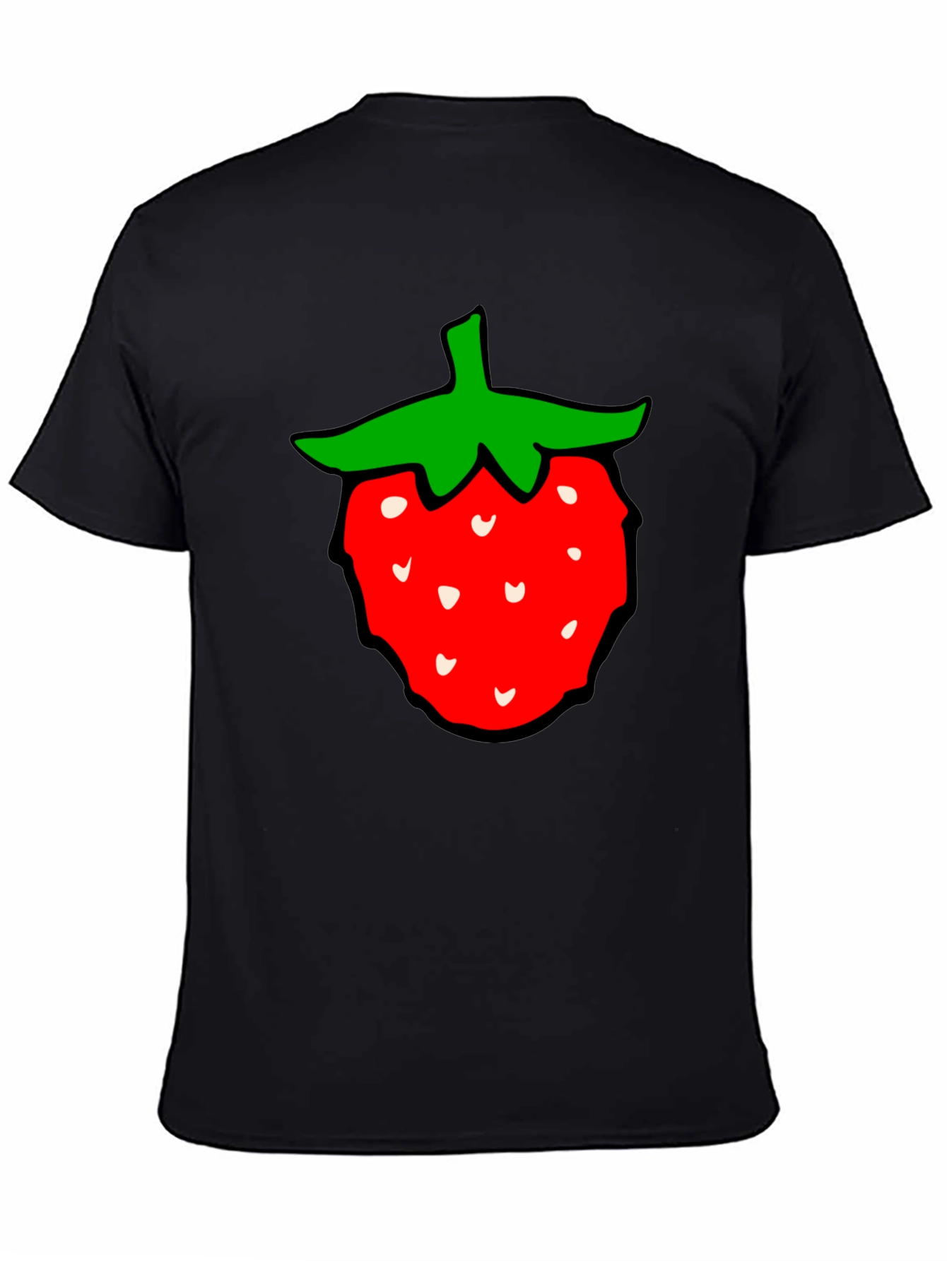 Strawberry Graphic Tee - Classic Black Cotton T-Shirt