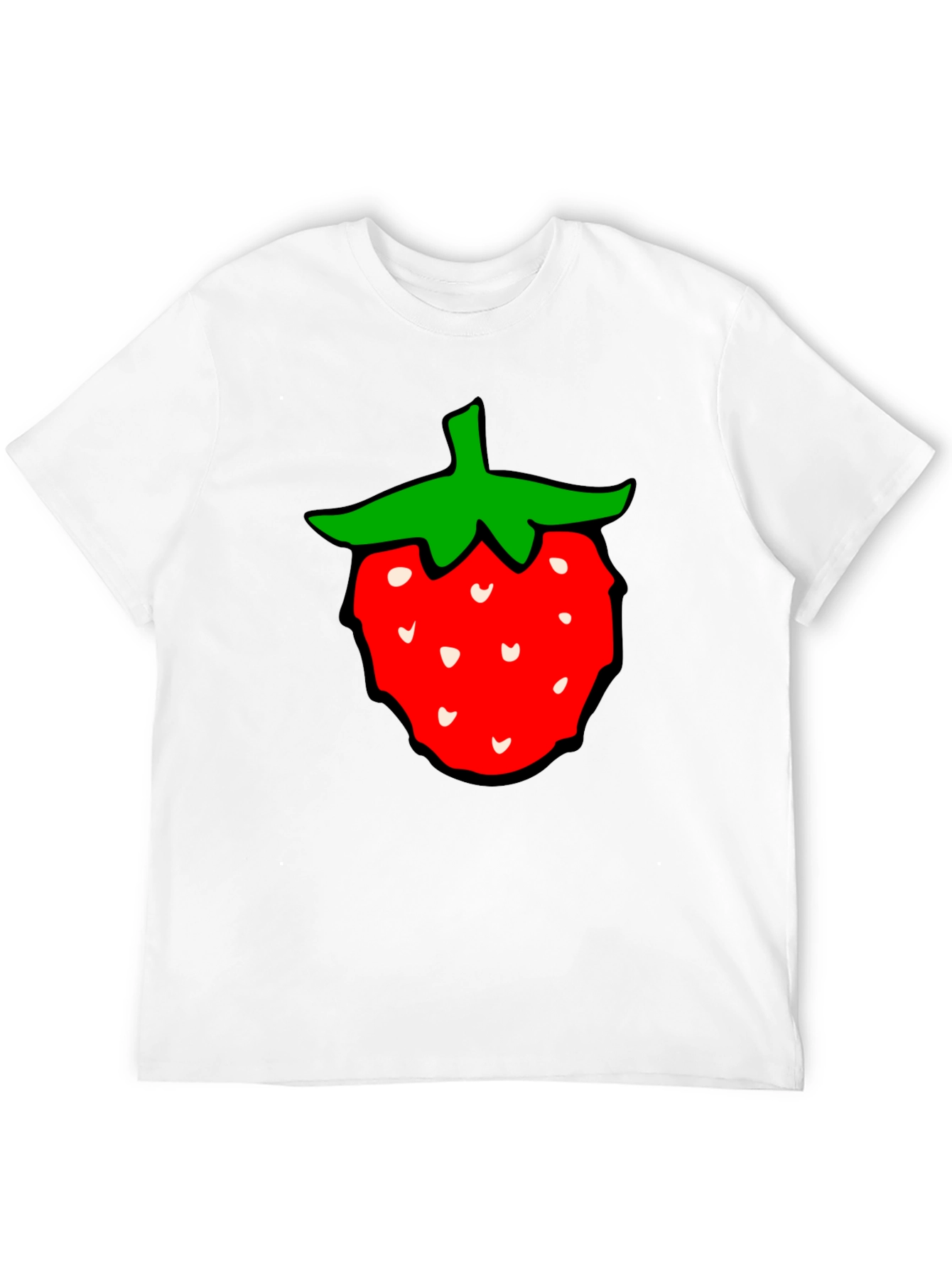 Strawberry Graphic Tee - Classic Black Cotton T-Shirt