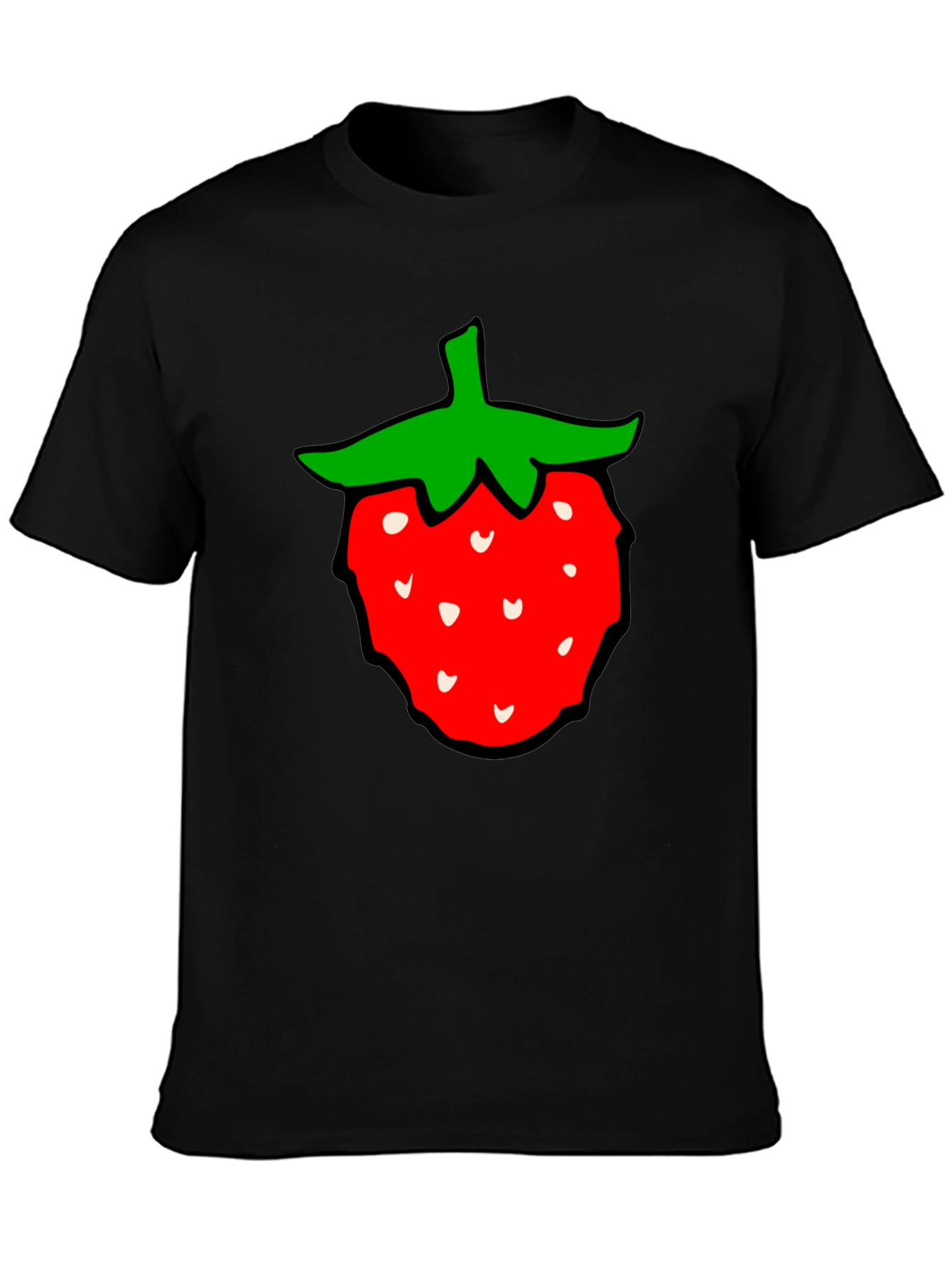 Strawberry Graphic Tee - Classic Black Cotton T-Shirt