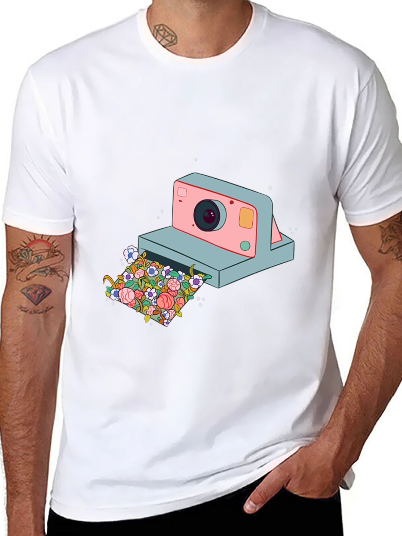 Floral Camera Graphic T-Shirt