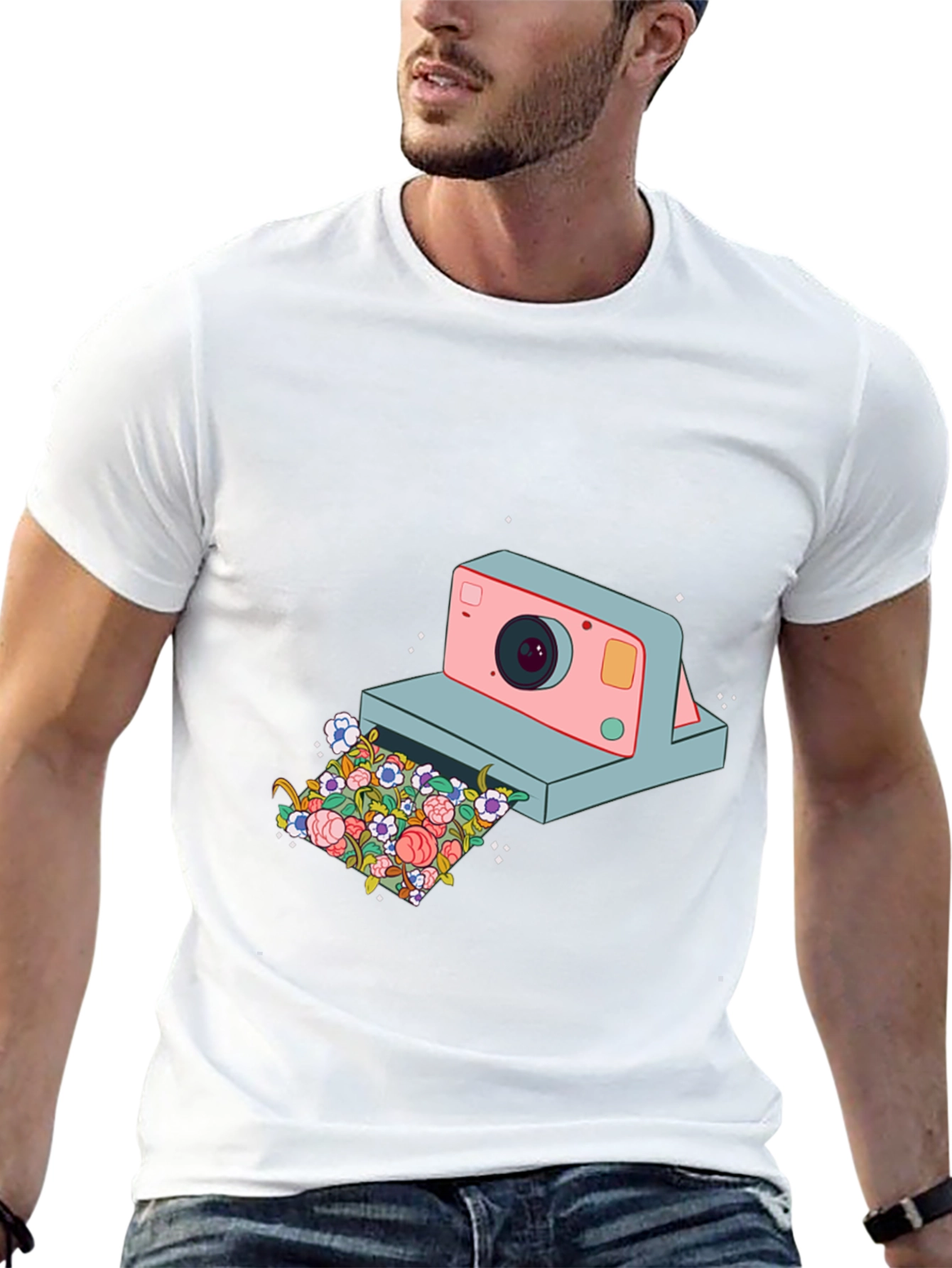 Floral Camera Graphic T-Shirt