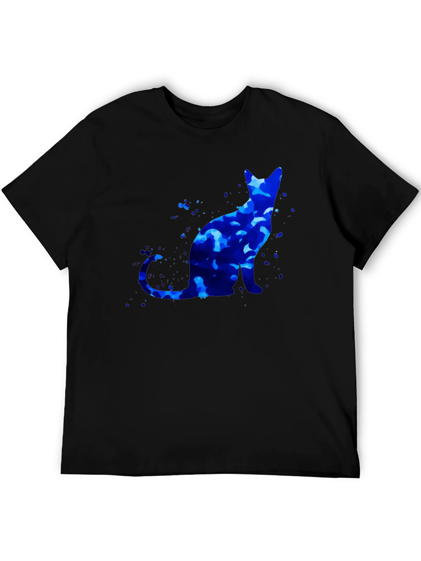 Blue Cat Graphic T-Shirt - Artistic Design