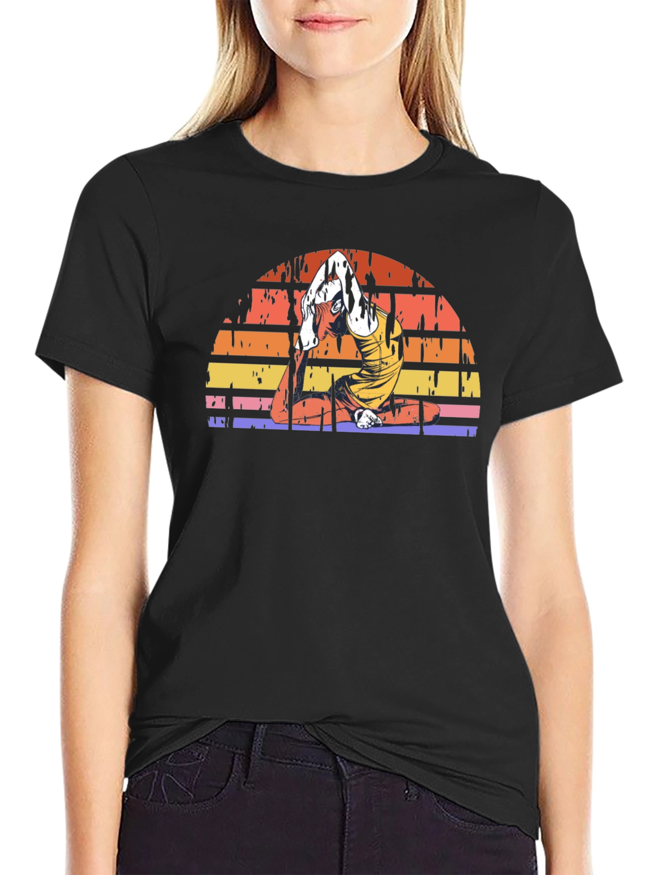 Yoga Pose Sunset Graphic Tee