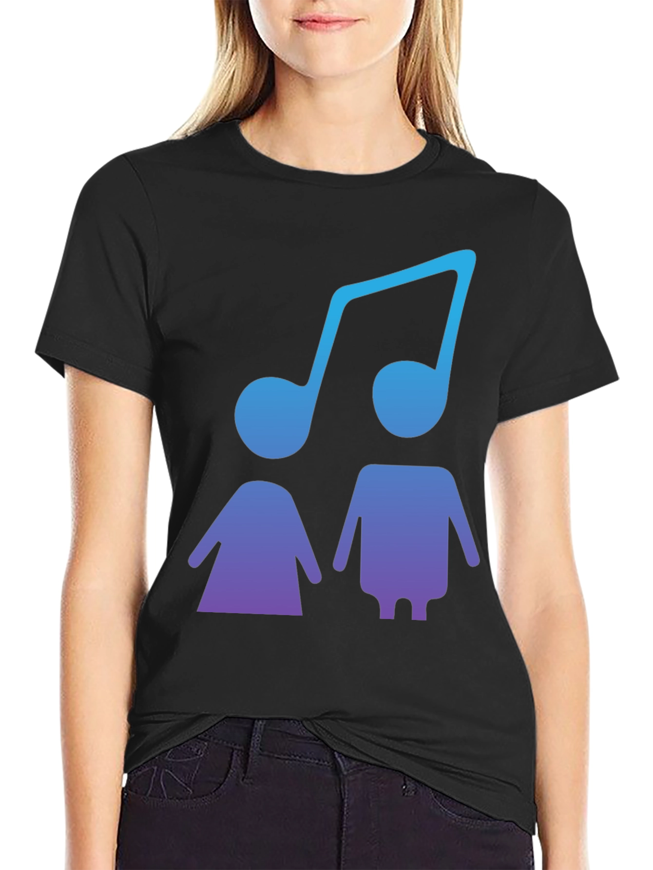 Musical Duo Graphic Tee - Stylish Black T-Shirt