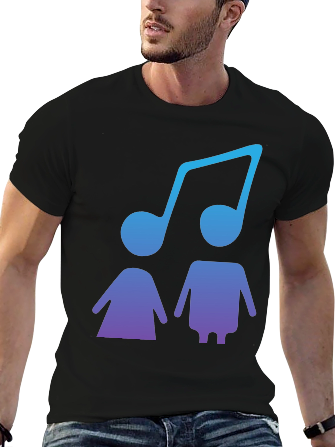 Musical Duo Graphic Tee - Stylish Black T-Shirt