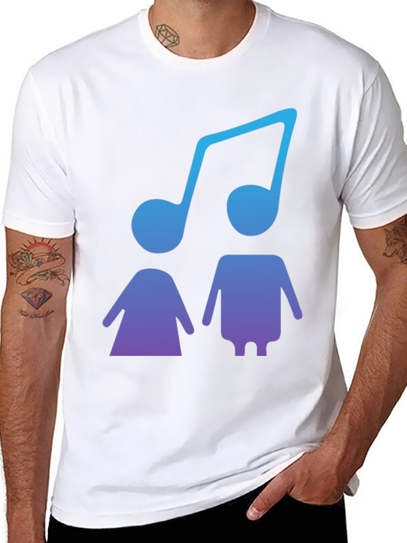 Musical Duo Graphic Tee - Stylish Black T-Shirt