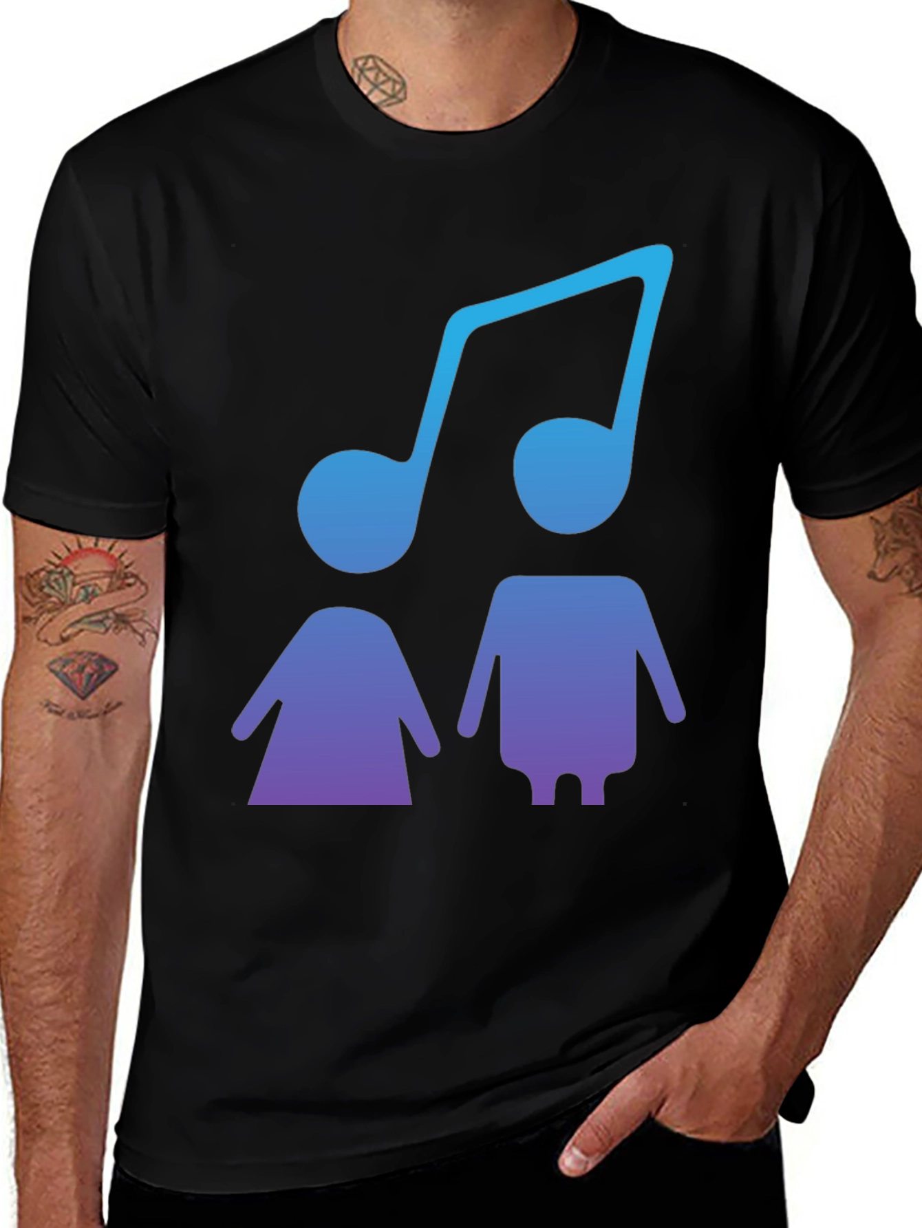 Musical Duo Graphic Tee - Stylish Black T-Shirt