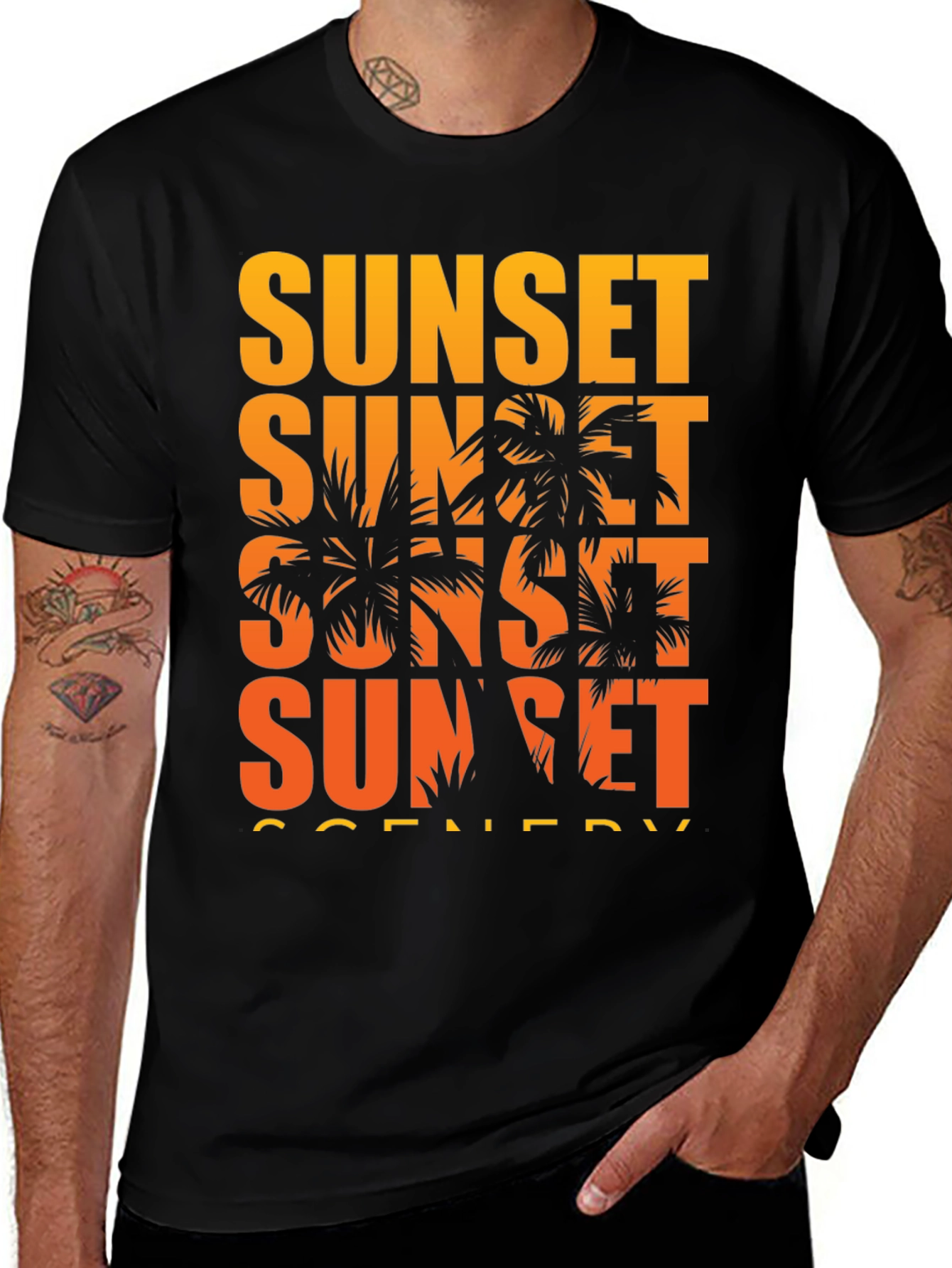 Sunset Scenery Graphic T-Shirt