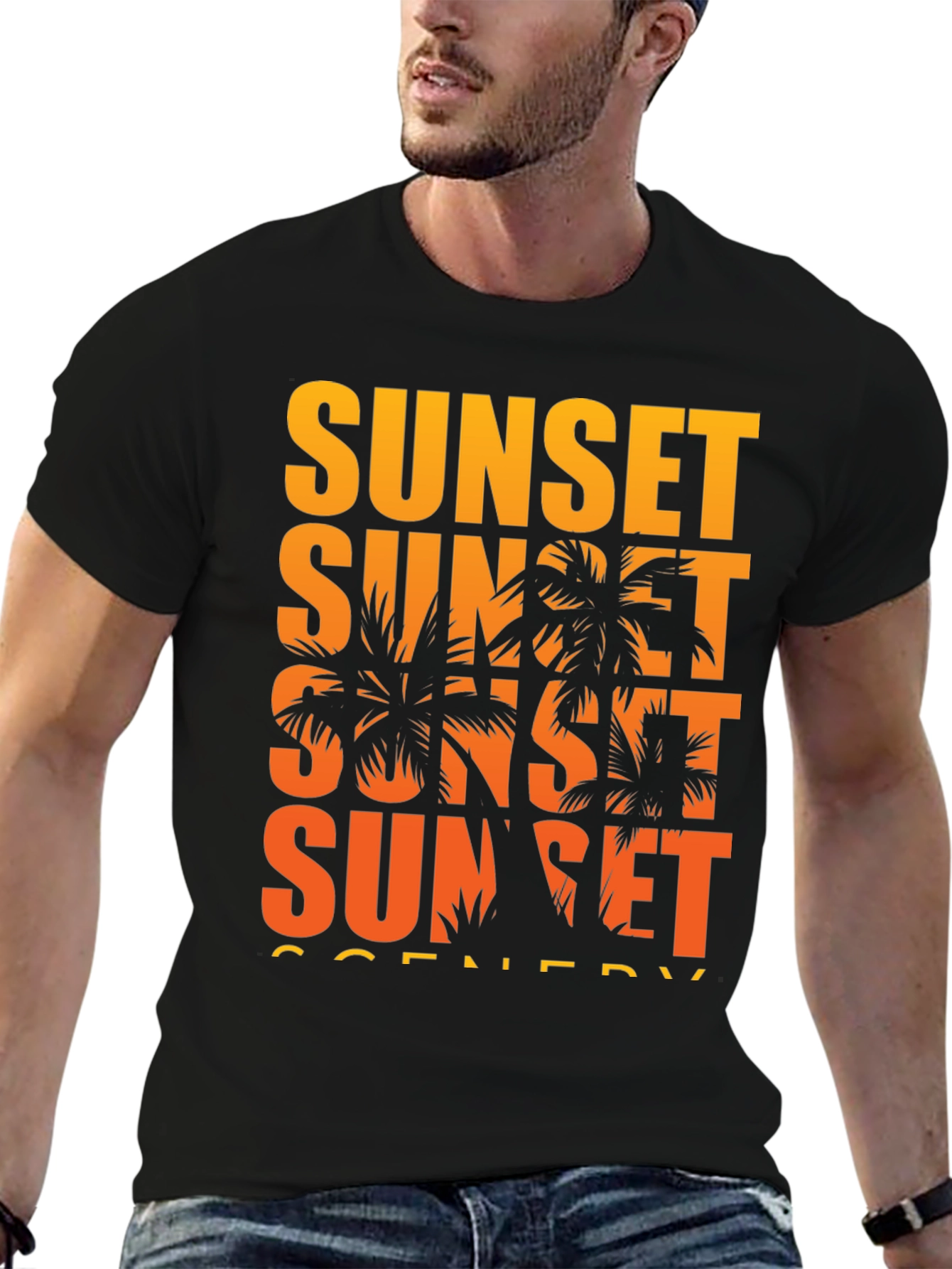 Sunset Scenery Graphic T-Shirt