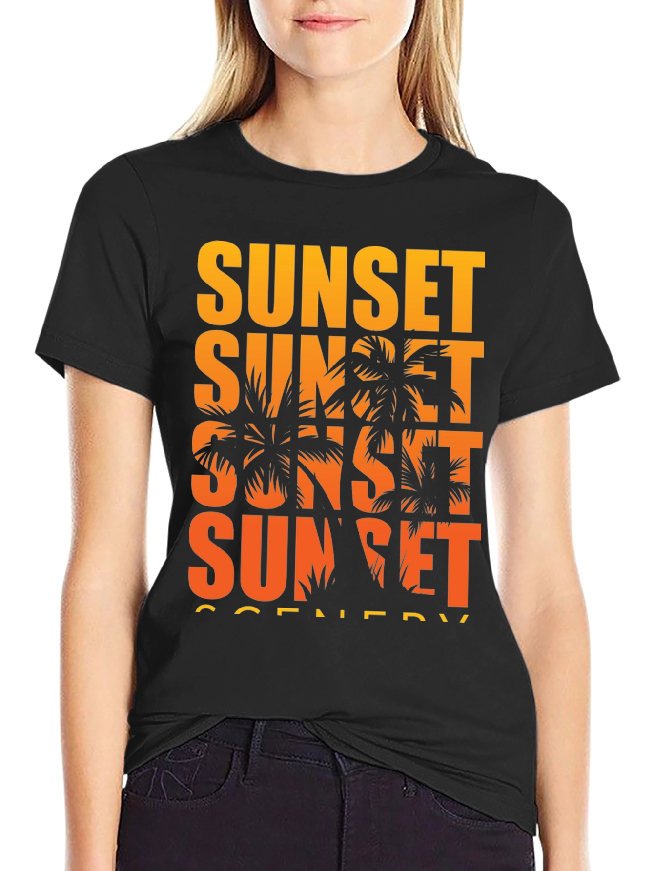 Sunset Scenery Graphic T-Shirt