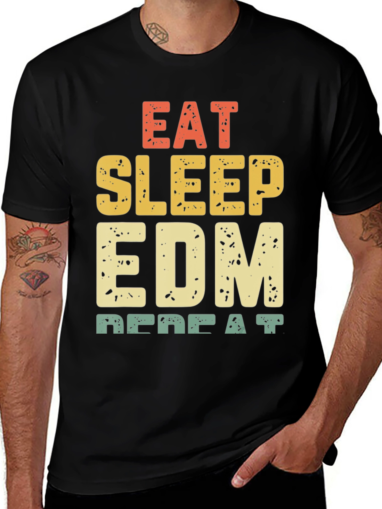 Eat Sleep EDM Repeat Black Graphic Tee