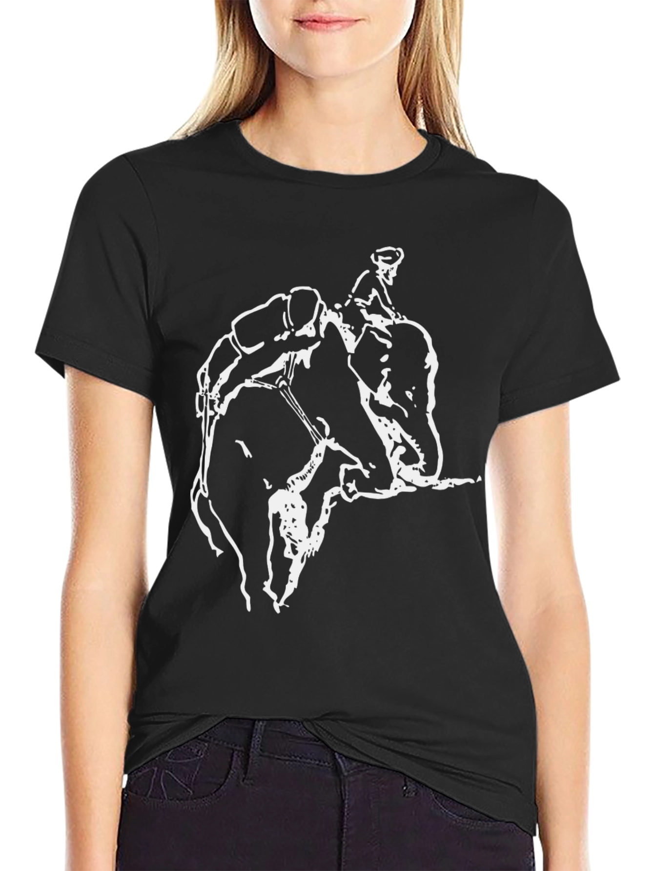 Equestrian Sketch Tee - Stylish Black Cotton Shirt