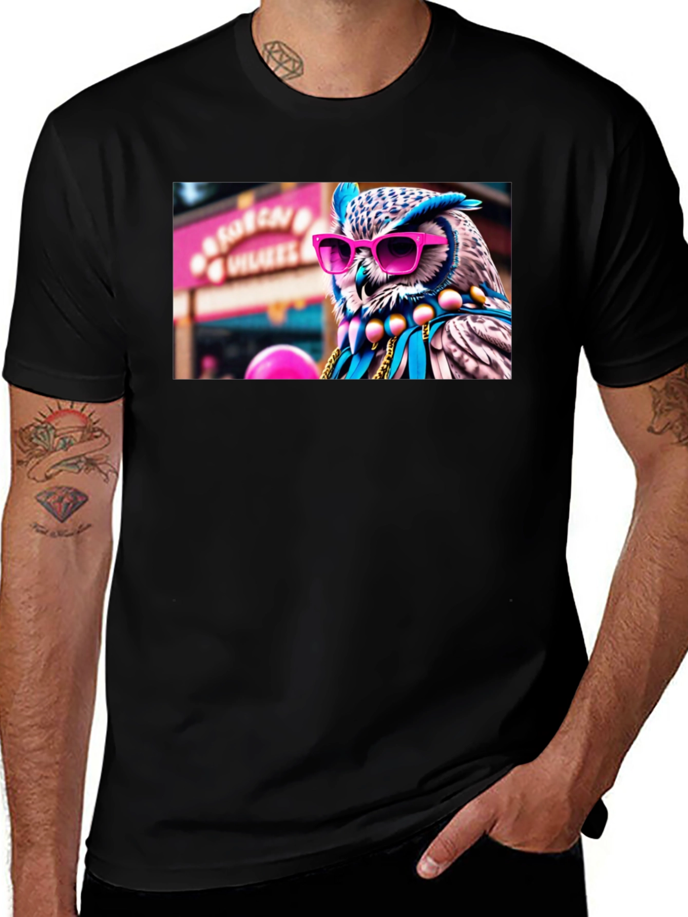 Cool Owl Graphic Tee - Funky Animal Shirt