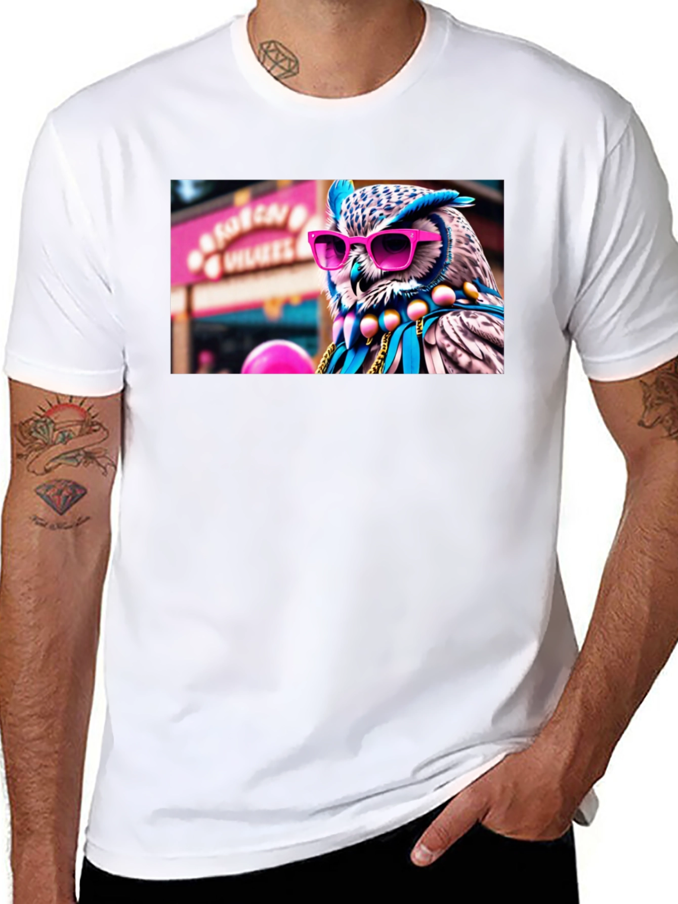 Cool Owl Graphic Tee - Funky Animal Shirt