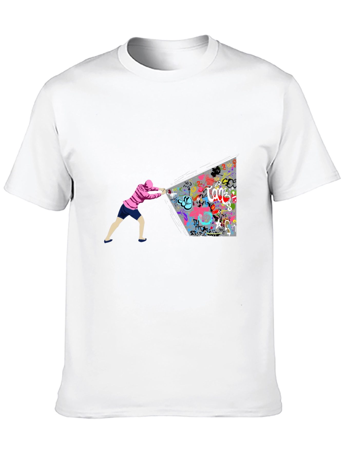 Graffiti Wall Black T-Shirt - Unique Artistic Design