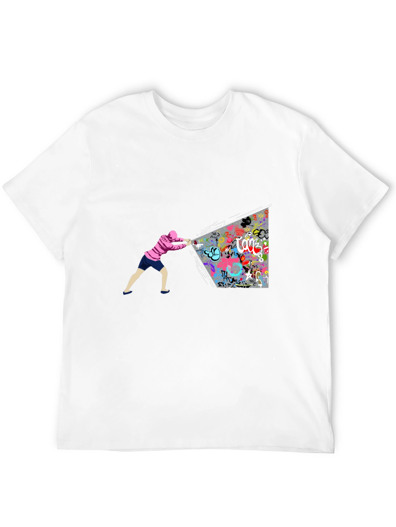 Graffiti Wall Black T-Shirt - Unique Artistic Design
