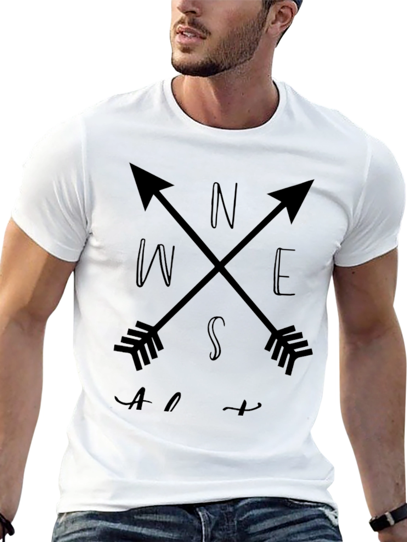 Compass Arrows Graphic Tee - Black