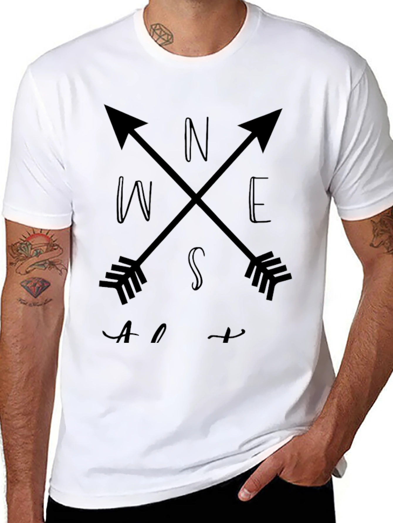 Compass Arrows Graphic Tee - Black