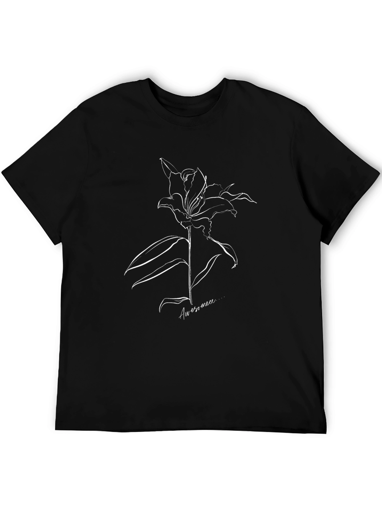 Elegant Lily Graphic T-Shirt - Black