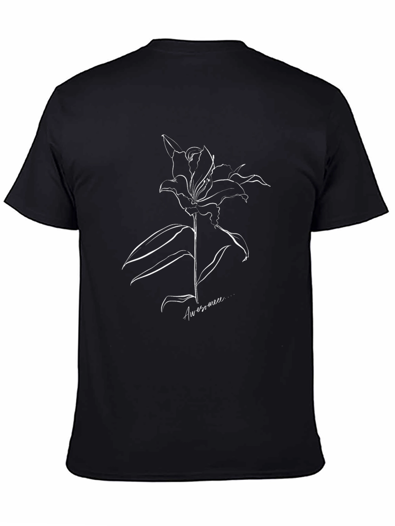 Elegant Lily Graphic T-Shirt - Black