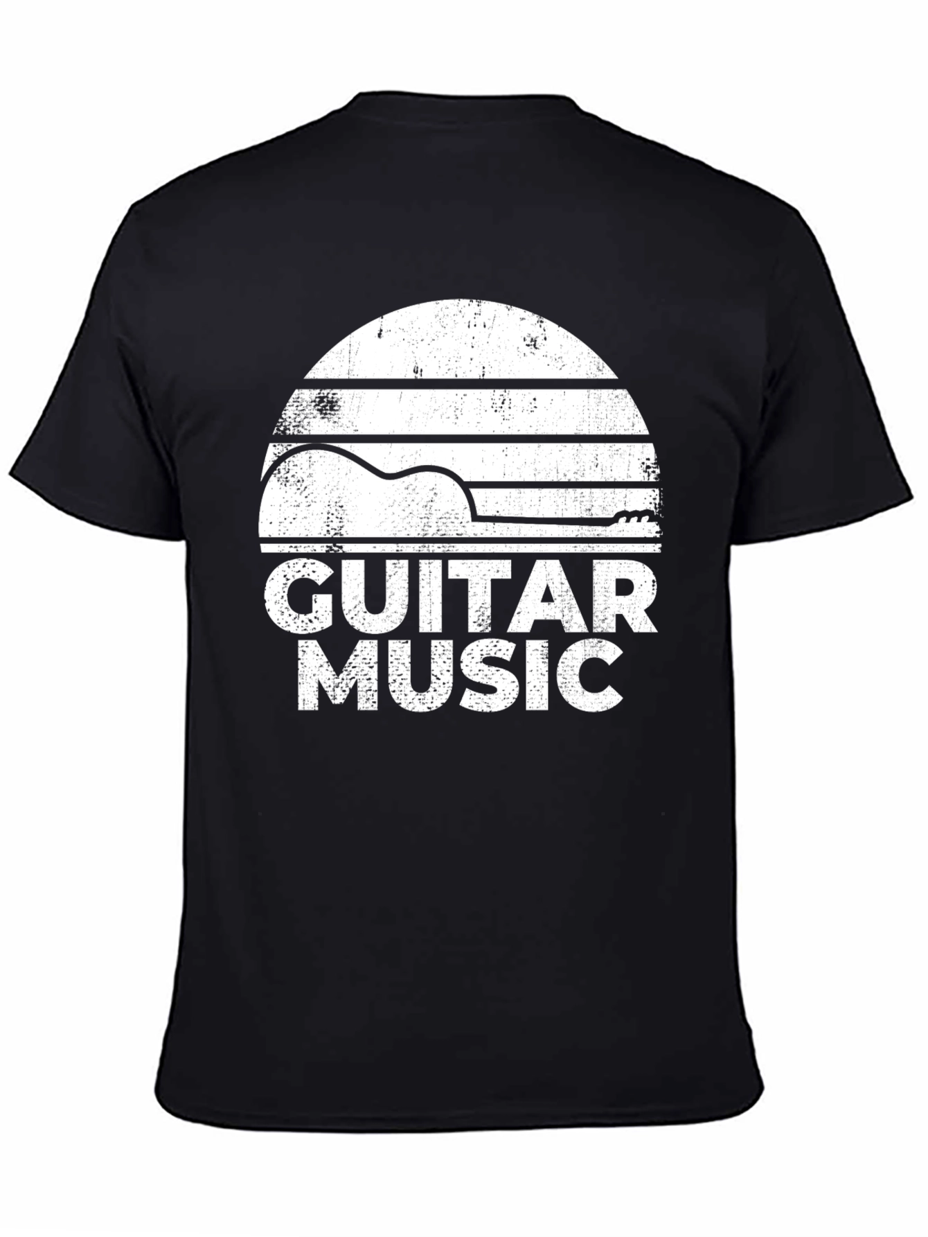 Guitar Music Graphic Tee - Retro Style Black T-Shirt
