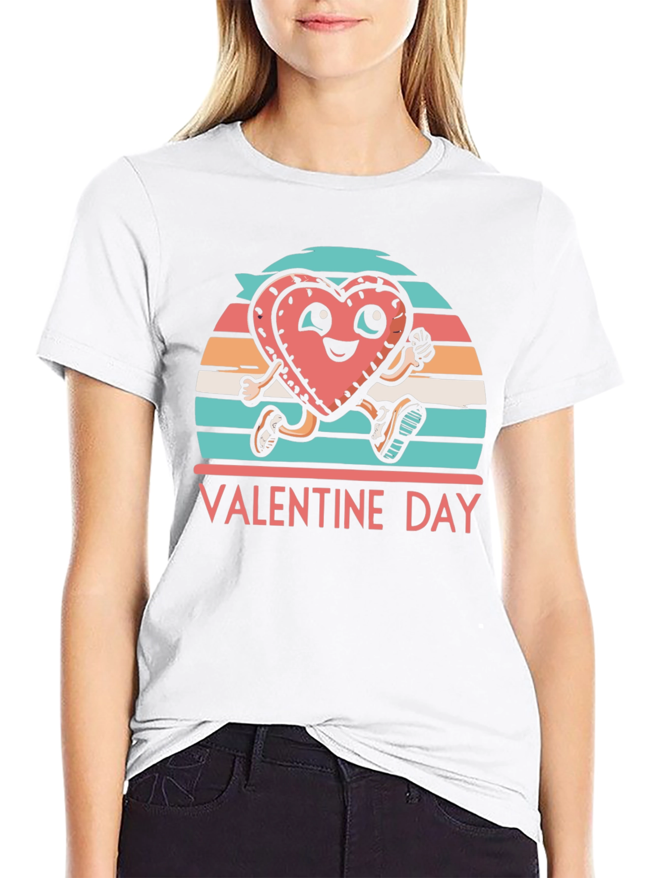 Valentines Day Heart Runner Graphic Tee