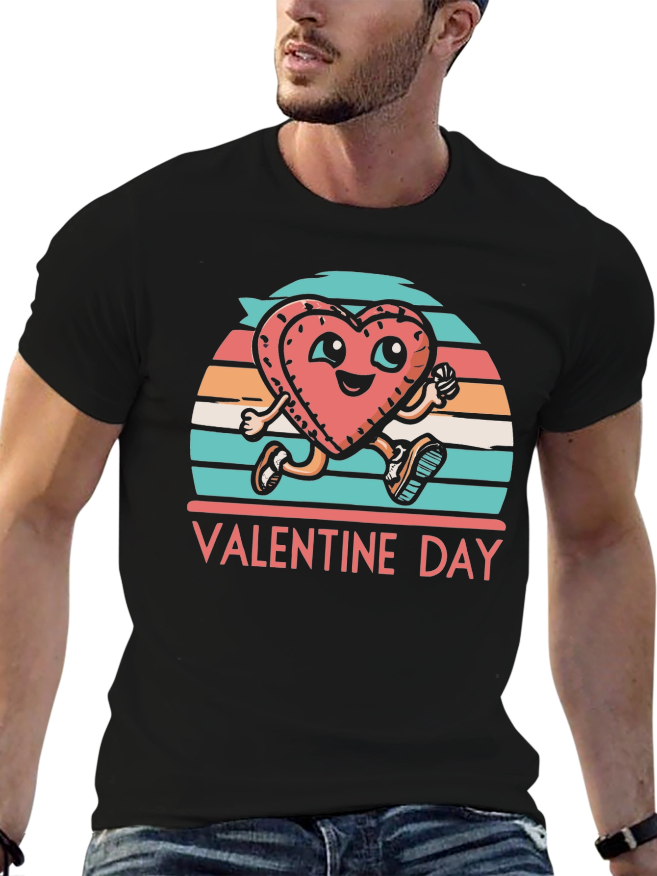 Valentines Day Heart Runner Graphic Tee