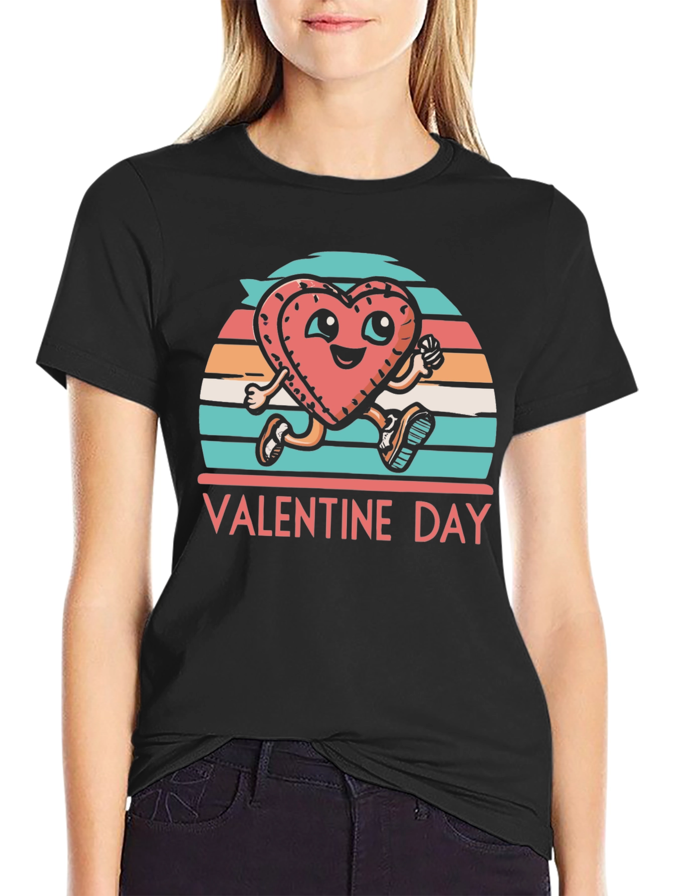 Valentines Day Heart Runner Graphic Tee