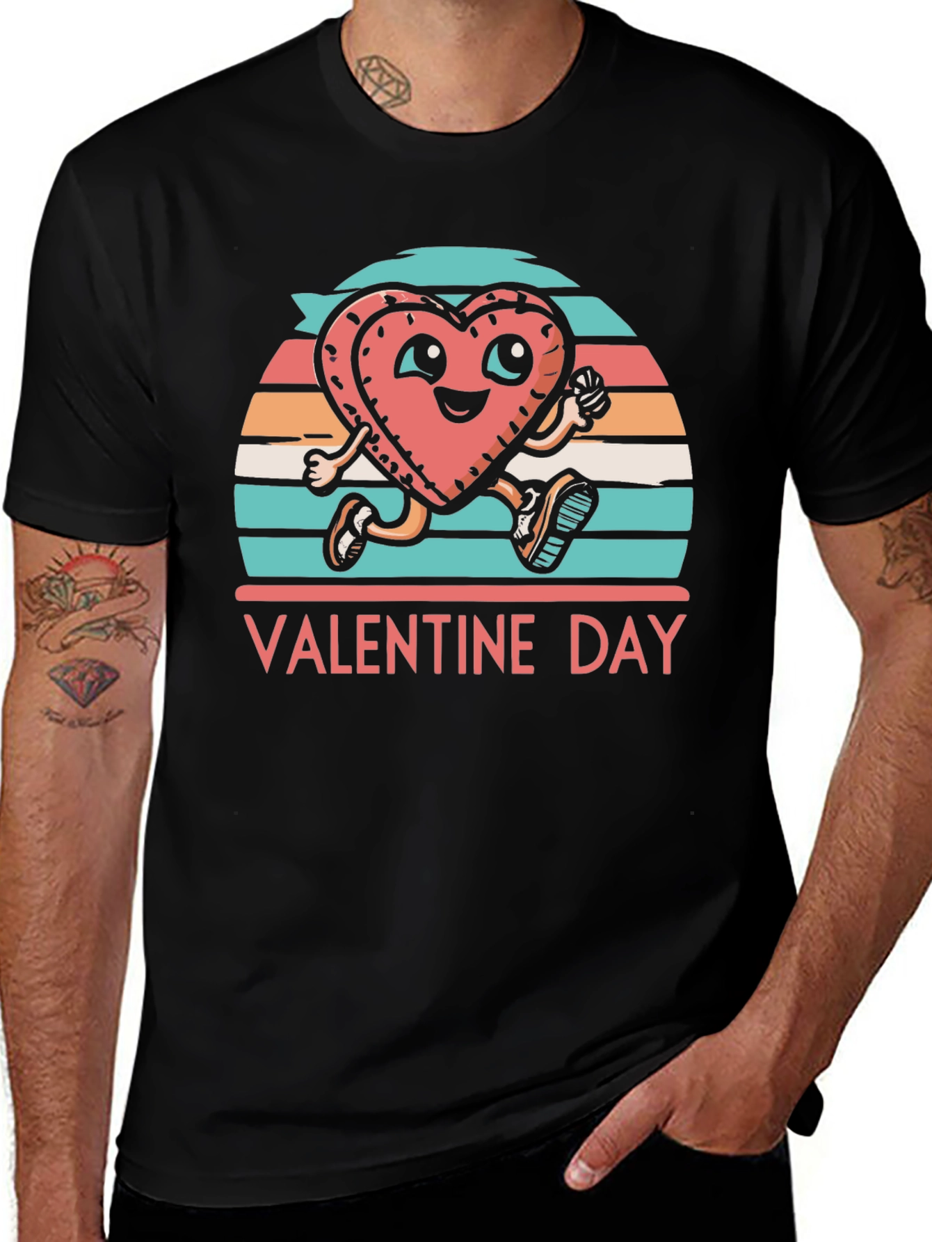 Valentines Day Heart Runner Graphic Tee