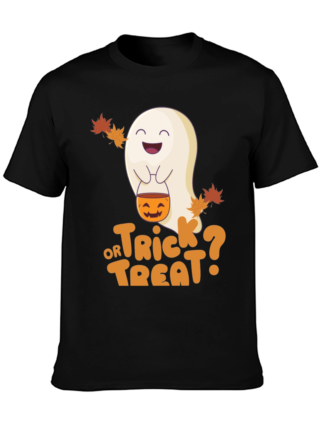 Halloween Ghost Trick or Treat Black T-Shirt