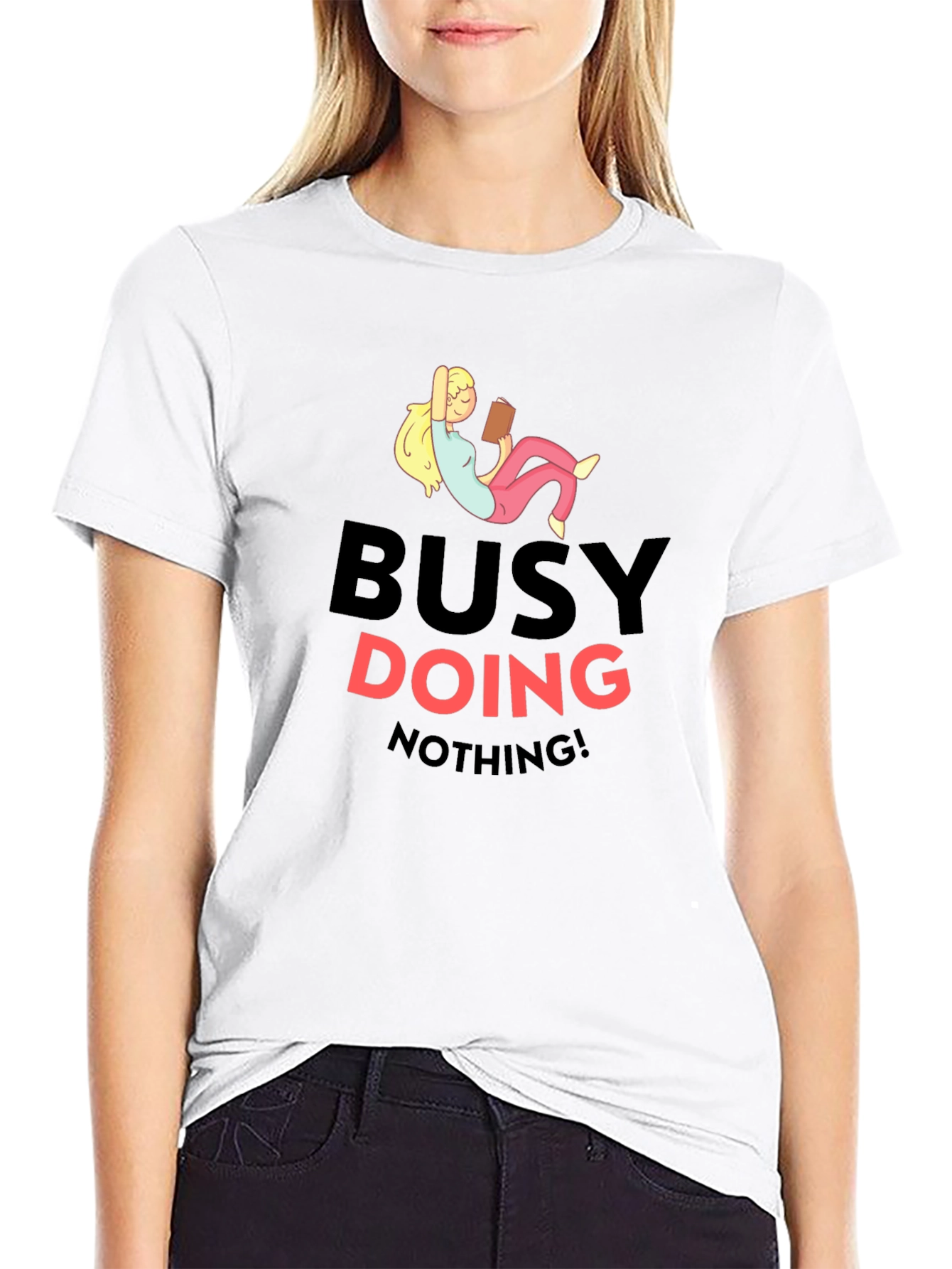 Busy Doing Nothing T-Shirt - Relaxed Fit Black Tee